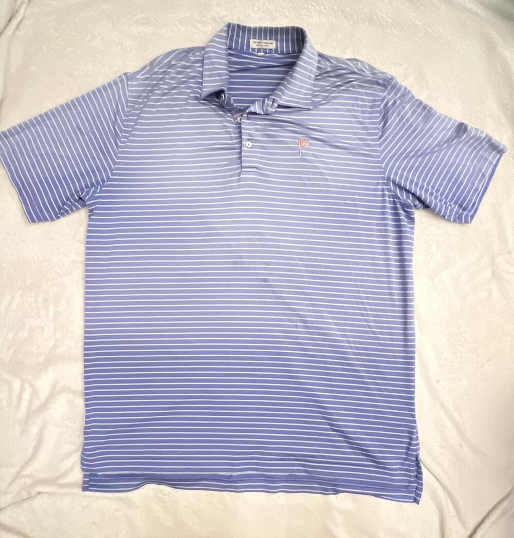 Peter Millar Summer Comfort Polo Size XL Blue Striped Golf Shirt